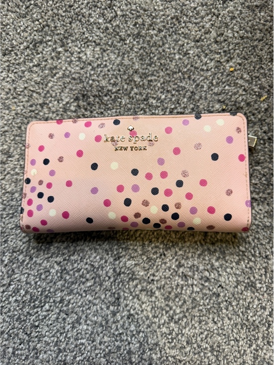 Handbags - Kate Spade New York Pink Polka Dot Leather Wallet